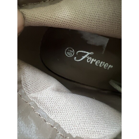 Forever Camille-86 Chunky Heel Platform Lace Up Ankle Booties Taupe SZ 8.5 NWOB - Picture 13 of 13